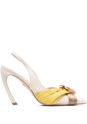 Roberto Cavalli pineapple Tiger-Tooth slingback pumps - Neutrals