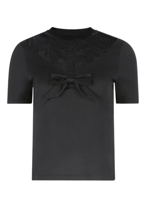 Nina Ricci bow lace-inserts short-sleeves T-shirt - Black