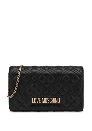 Love Moschino logo-lettering quilted cross body bag - Black