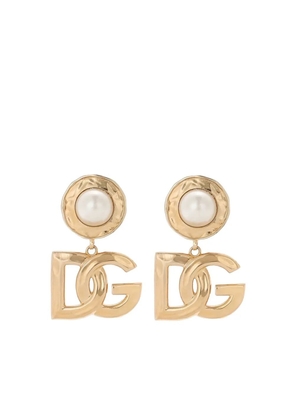 Dolce & Gabbana logo-pendant earrings - Gold