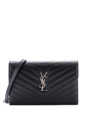 Saint Laurent Pre-Owned Classic Monogram Wallet on Chain Matelasse Chevron Leather Small crossbody bag - Black