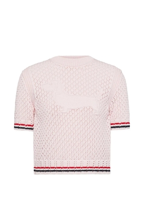 Thom Browne Hector pointelle-stitch T-shirt - Pink