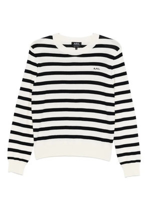 A.P.C. Josepha striped crew-neck jumper - White