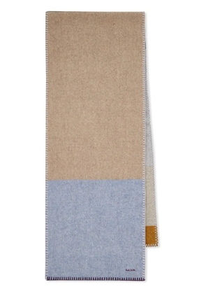 Paul Smith logo-embroidered wool scarf - Neutrals