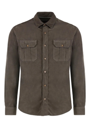 Canali flap-pocket corduroy shirt - Brown