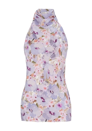 Balmain Poppy Flower-print sleeveless top - Purple