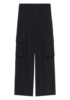 Y's pleated high-waisted cargo trousers - Black