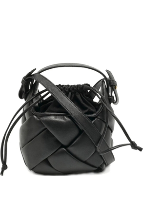 Bottega Veneta Pre-Owned Helmet intrecciato leather bucket bag - Black
