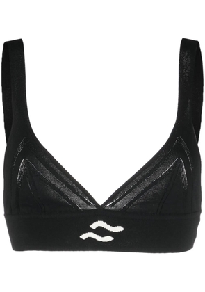 Ssheena V-neck knitted crop top - Black