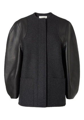 FENDI leather-paneled wool jacket - Black