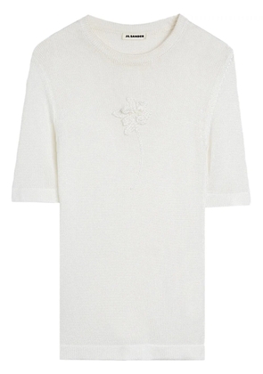 Jil Sander crochet-flower knit T-shirt - White