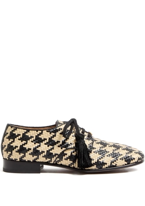 Valentino Garavani tassel-detail houndstooth loafers - White