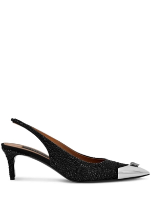 Philipp Plein 55mm sllingback mix strass pumps - Black