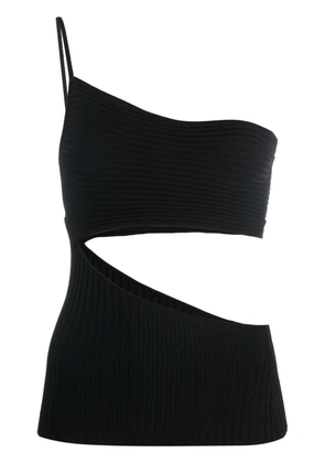 ANDREĀDAMO one-shoulder cut-out ribbed top - Black