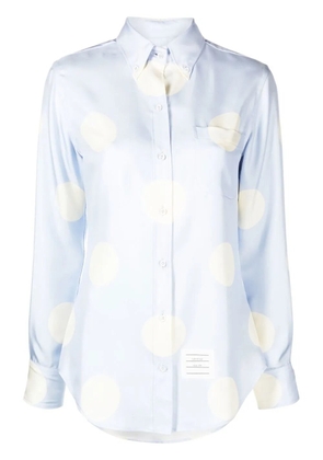 Thom Browne polka-dot silk long-sleeve shirt - Blue