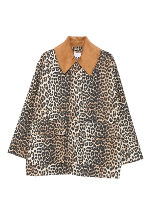 GANNI leopard-print bomber jacket - Brown