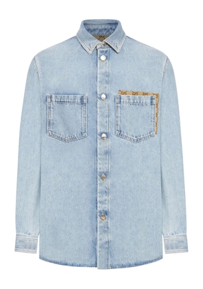Gucci patch-pocket cotton shirt - Blue