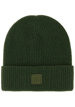 FENDI logo-patch beanie - Green