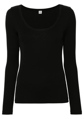TOTEME scoop-neck fine-ribbed T-shirt - Black