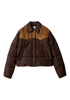 Miu Miu logo-detail padded jacket - Brown