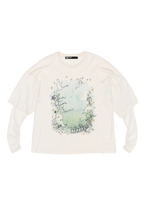 Bimba y Lola tulle sleeve printed T-shirt - Neutrals