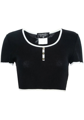 CHANEL Pre-Owned 1995-1996 cropped knit top - Black
