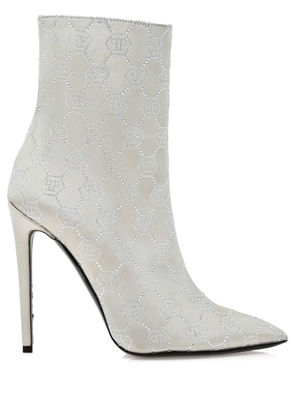 Philipp Plein 120mm Monogram Satin boots - Neutrals