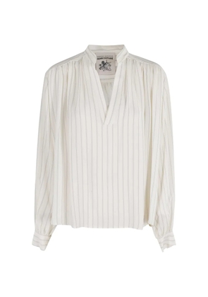 Semicouture Margherita striped V-neck blouse - White