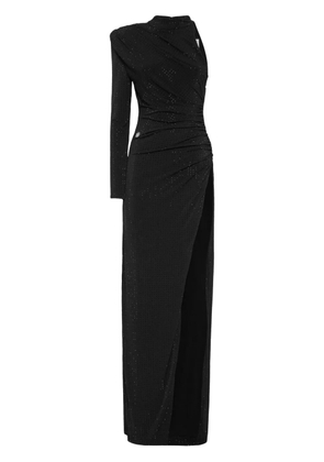 Philipp Plein crystal-embellished one-shoulder maxi dress - Black