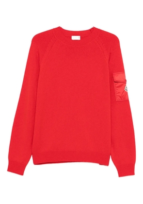 Moncler sleeve-pocket crew-neck sweater - Red
