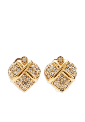 Christian Dior Pre-Owned rhinestone-embellished stud clip-on earrings - Gold