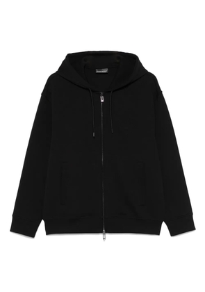 Emporio Armani logo-embossed hoodie - Black