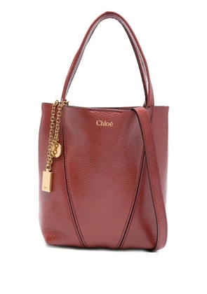 Chloé small Spin leather-trimmed chain-detail tote bag - Red