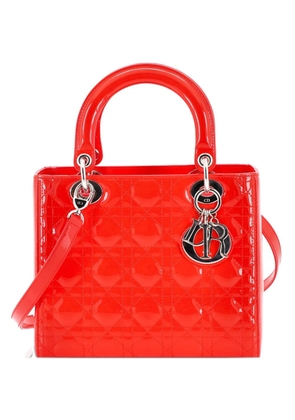 Christian Dior Pre-Owned Lady Dior Bag Cannage Quilt Patent Medium satchel - Red