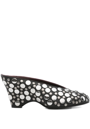 KHAITE 70mm metallic-studded heeled mules - Black