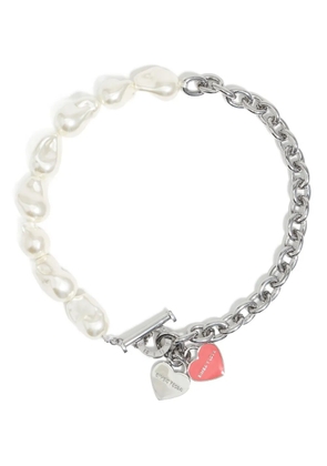 Bimba y Lola heart-logo pearl necklace - Silver