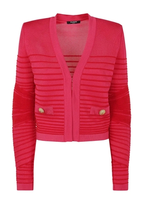 Balmain ribbed-detail cardigan - Pink