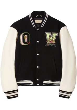 Off-White floral-embroidered bomber jacket - Black