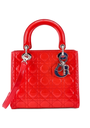 Christian Dior Pre-Owned Lady Dior Bag Cannage Quilt Patent Medium satchel - Red