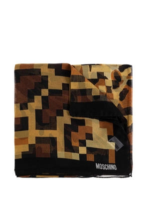 Moschino geometric-print scarf - Brown