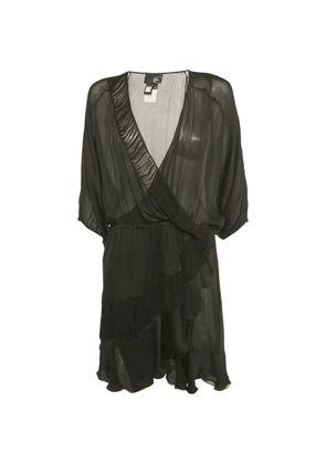 Just Cavalli mini ruffled silk dress - Black