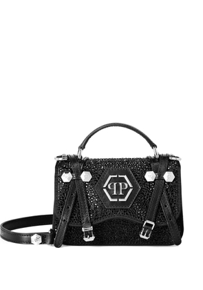 Philipp Plein small Hexagon rhinestone-embellished clutch bag - Black