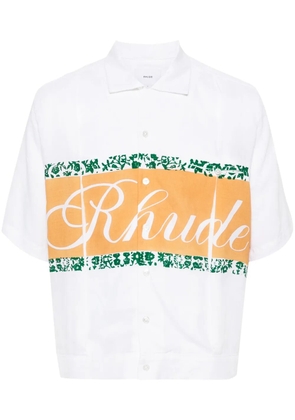 RHUDE logo-print chambray shirt - Neutrals