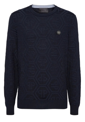 Philipp Plein monogram-jacquard sweater - Blue