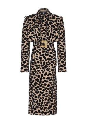 Balmain leopard-print belted trench coat - Neutrals