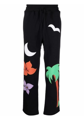 Just Don embroidered straight track pants - Black