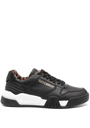 Just Cavalli embossed-logo leather sneakers - Black