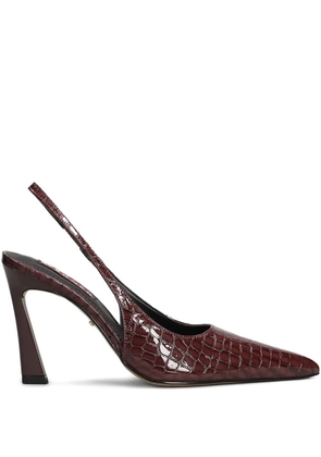 Werner pointed crocodile-effect pumps - Red