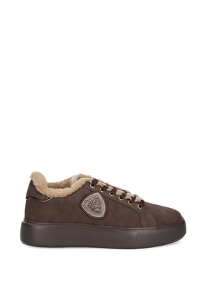 Blauer Venus faux-fur trim logo-detail sneakers - Brown