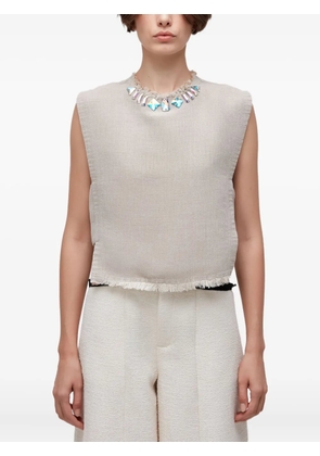 Osklen crystal-embellished frayed top - Grey